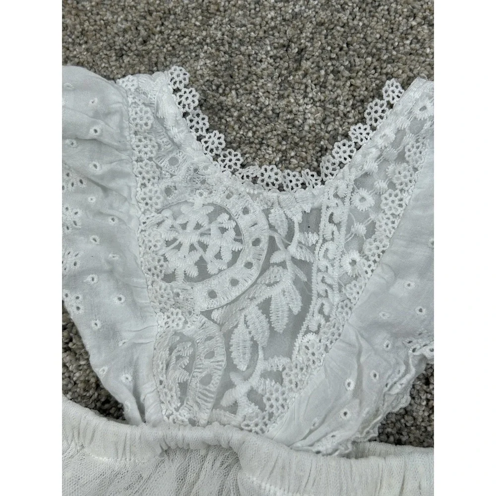 Romper Skirt Tul Size 0-3‎ Months White Button Sleeveless #0117